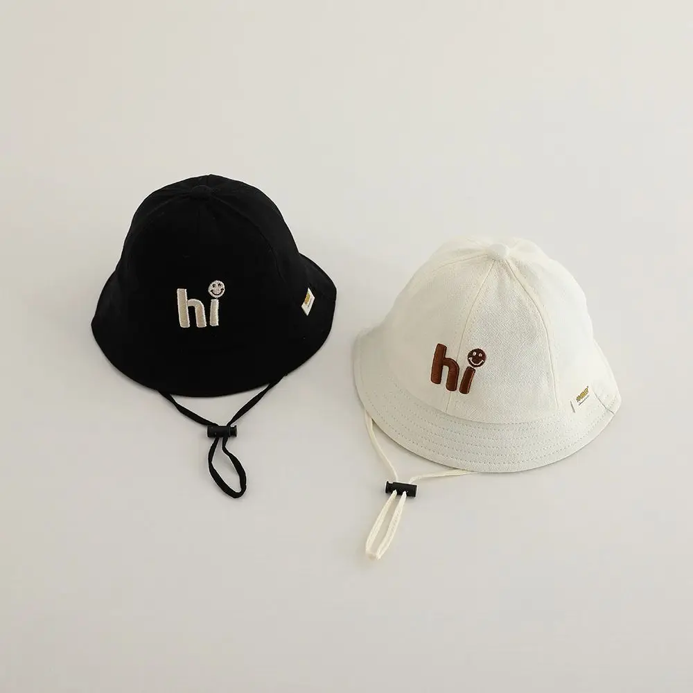 Girl Baby Fashion Embroidery Letter Sunscreen Fisherman's Cap Boy Children Casual Vacation Hat Infant Cotton Caps Kid Basin Hats