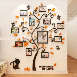 3D Acrylic Sticker Tree  Mirror Wall Decals DIY Photo Frame Family Photo for Living Room Art Home Decor picture frames wall