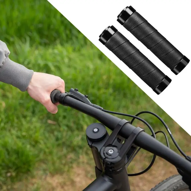 

Locking Mountain Cycle Grips Mountain Cycle Handlebar Cover 1 Pair Breathable Grip Non-slip PU Double-Sided Locking