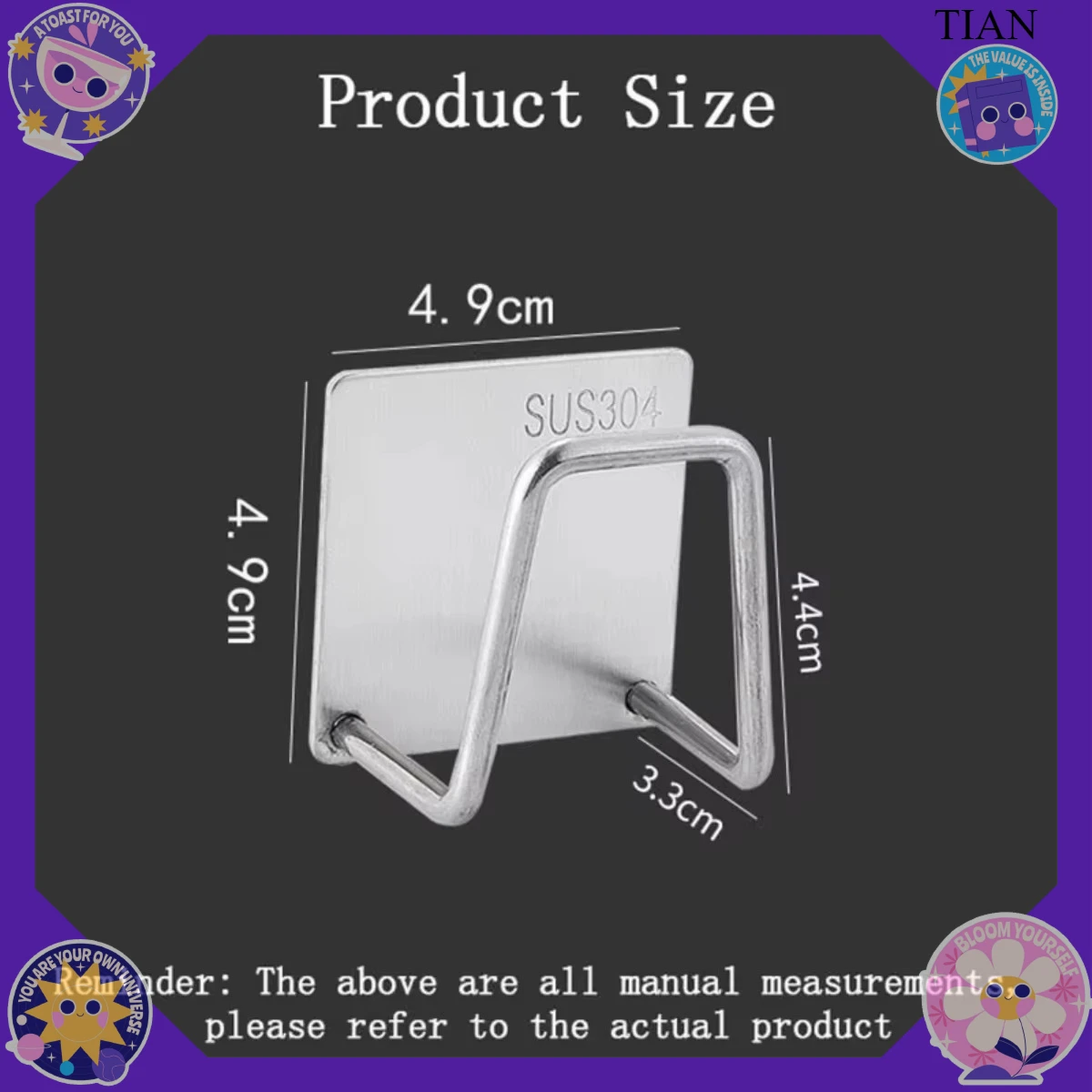 TIAN  2pcs Sink Sponge Holder For Kitchen Slivery Stainless Steel Household Water Channel Dishcloth Rag Storage Rack