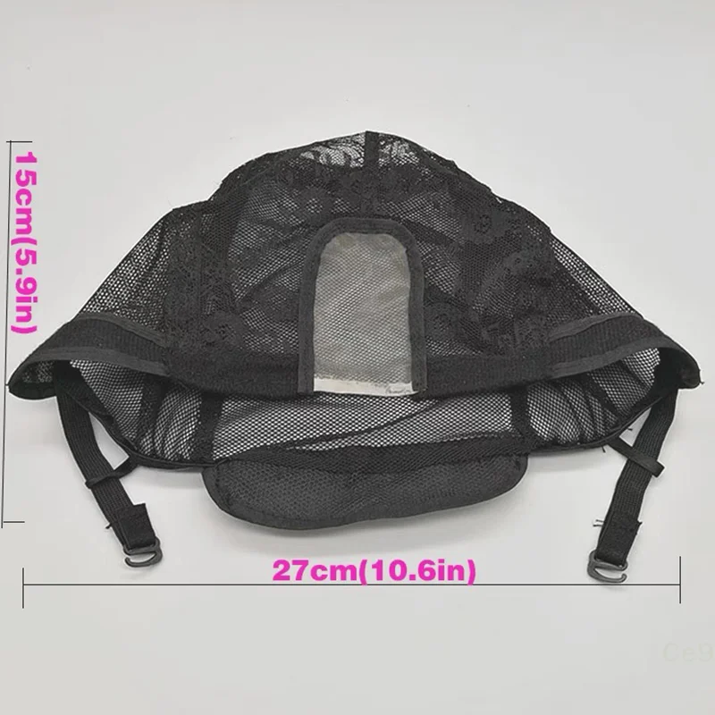 56cm U-Part Lace Wig Cap – Adjustable Straps for Wig Making – Black Mesh