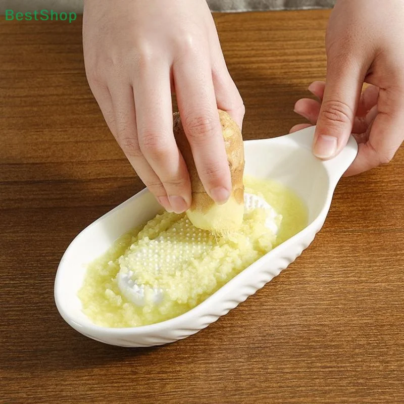 

♥♥♥White Ceramic Manual Grinding Tool, Garlic And Ginger Paste Grinding Plate