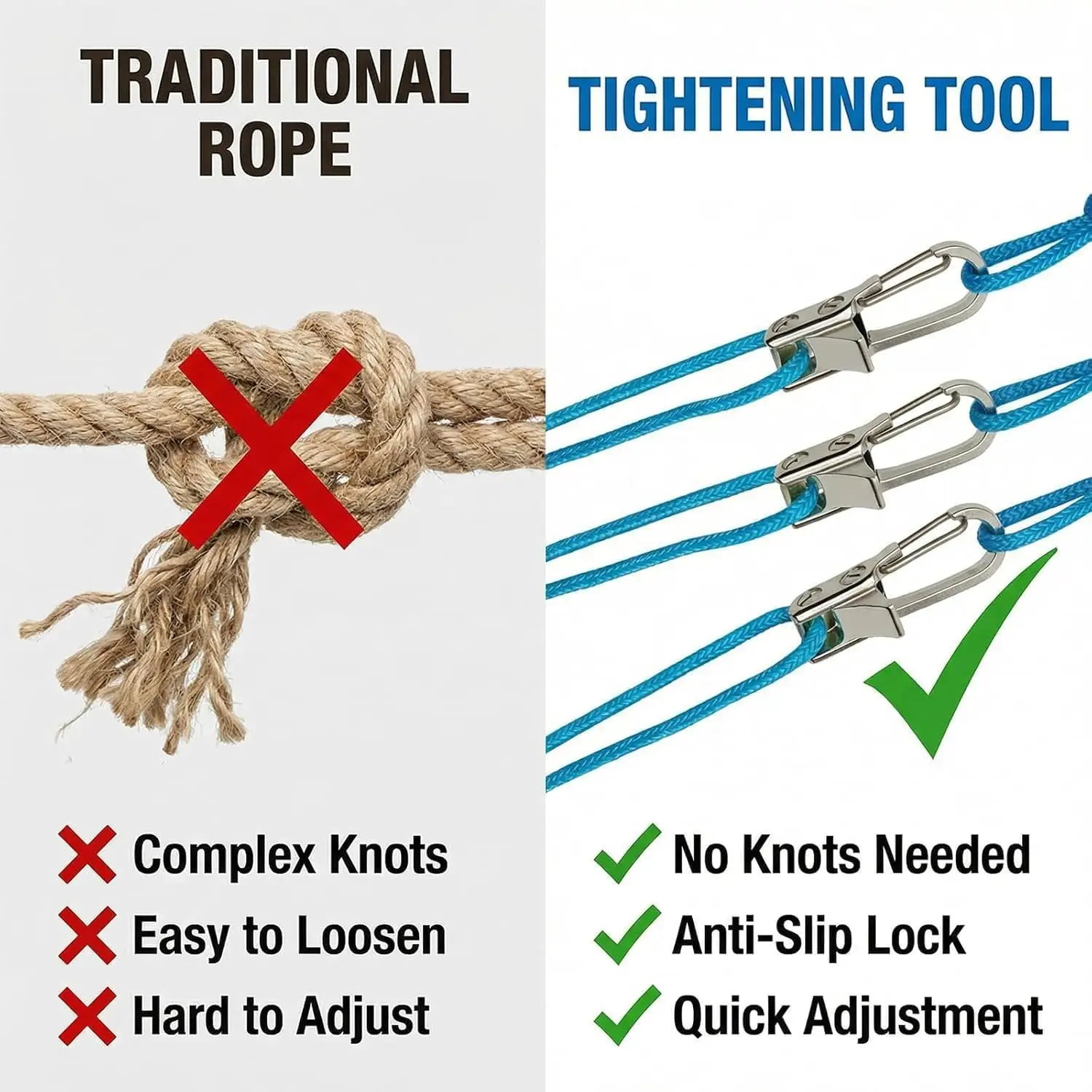6 Pack Retractable Rope Tying Tools Tensioner with Roller Tensioner, Heavy-Duty Buckle Accessory Rope, Suitable for Outdoor