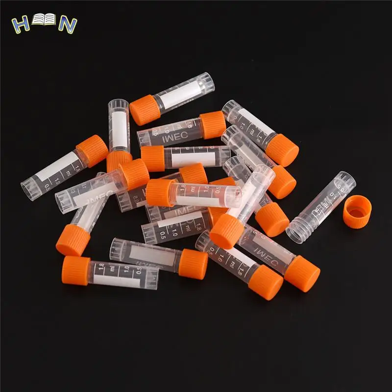 20pcs 1.8ml PP Lab Analysis Freezing Tubes Graduation Centrifuge Tube Volume Vials Bottles With Screw Cap