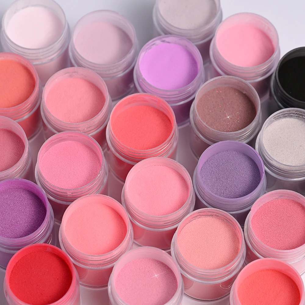 24 ขวด/ชุด Basic สีขาวสีชมพูอะคริลิคเล็บผงความอิ่มตัวสูง Professional อะคริลิคเล็บ Dipping Powder kit #