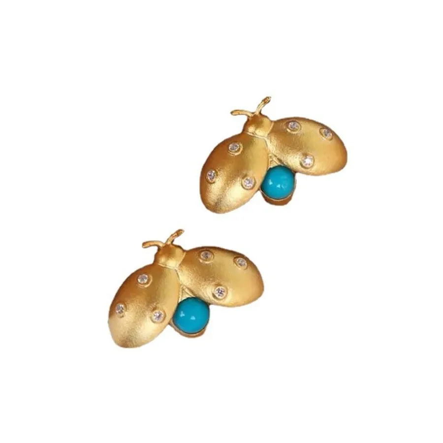 

S925 Silver Gold Plated Coccinella Earrings