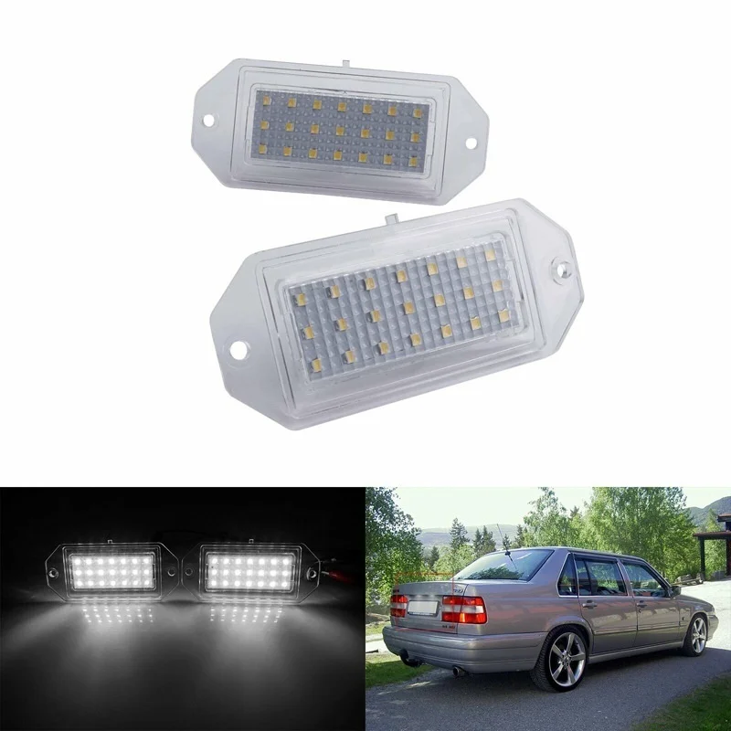 2pcs For Volvo 850 940 960 S90 4-Door Saloon Sedan Canbus Error Free Car LED License Plate Light Car-Styling Number Lamps