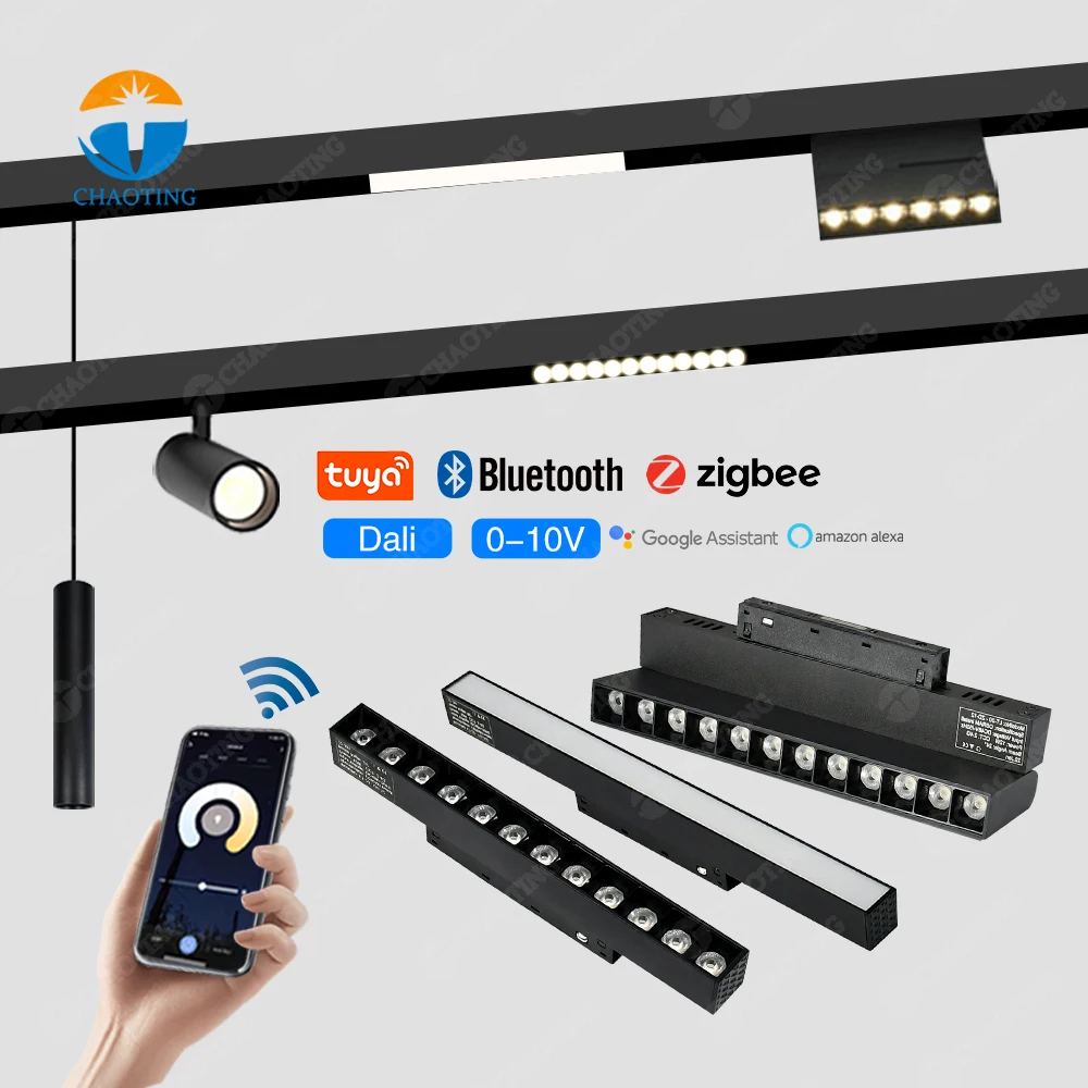 

Magnetic Track Light System 18w Linear Lights Shop 48V Track Rail Aluminum Housing Smart APP Wireless Dimmable LED Track Lights