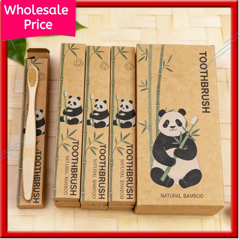 10pcs Soft Toothbrush Bristles Bamboo Toothbrush Eco Friendly Adults Toothbrushes Biodegradable Oral Care Tooth Brush