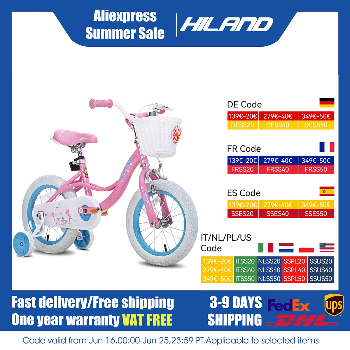 

JOYSTAR Fairy Girls Bike for 2-9 Years Old Toddlers and Kids,Kids Bike with Training Wheels, Handbrake and Basket, Toddler Bike