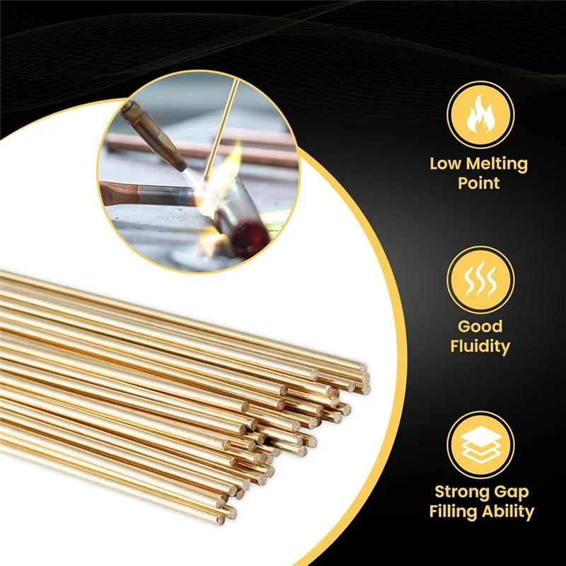 ABZV-HS221 40Pcs 황동 브레이징 막대 1/2 Lb 직경 5/64 "둥근 베어 청동 자체 플럭싱 용접 스틱
