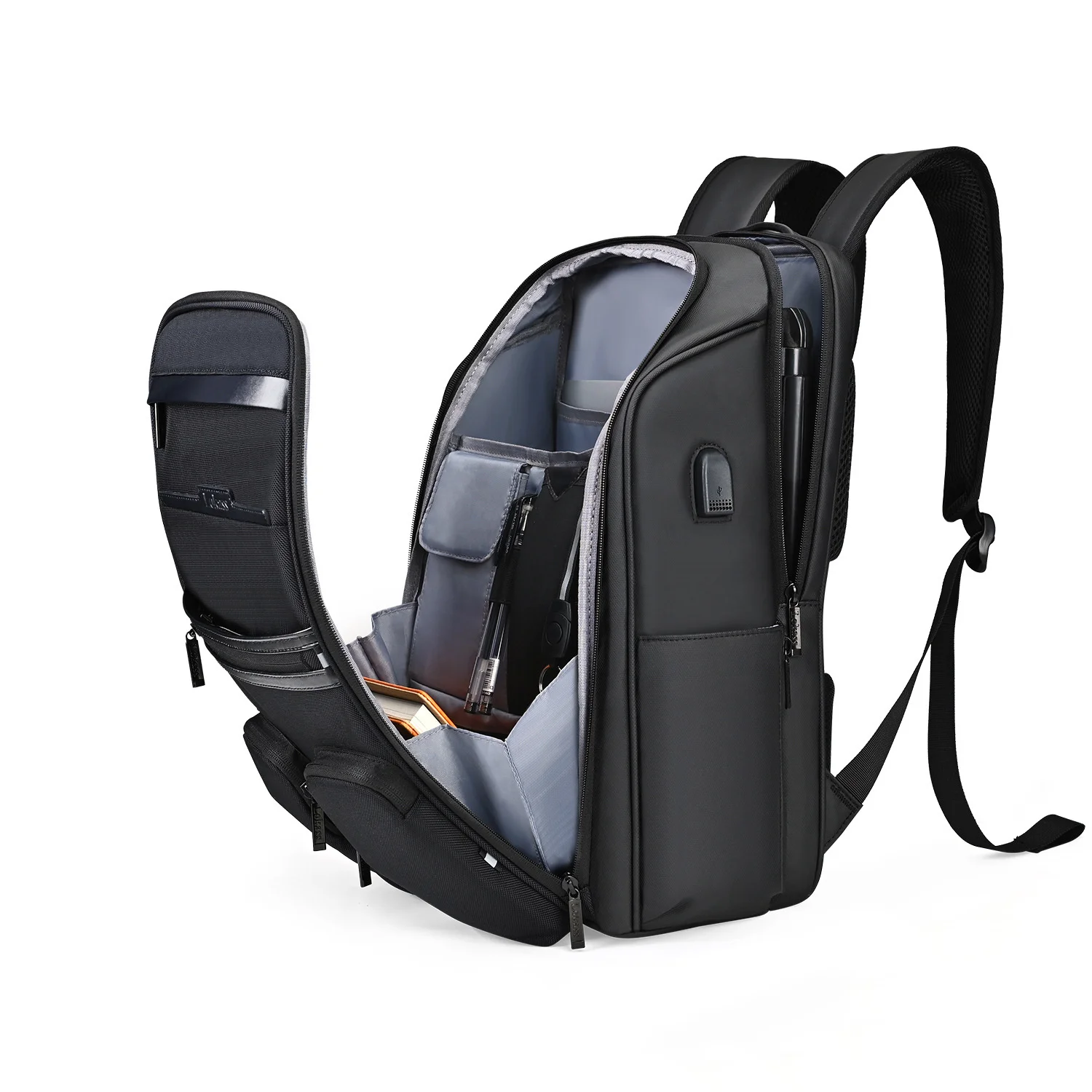 Mochila de computador impermeável de grande capacidade para homens e mulheres, bolsa de escola USB, viagem, laptop, negócios, homens, fêmea