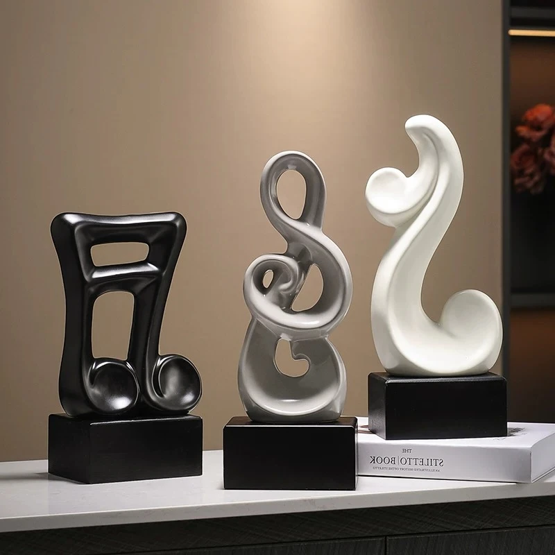 Ceramic Handicrafts Note Sculptures Piano Geometric Hollowed-out Decorative Ornament Home Decoration Accessories