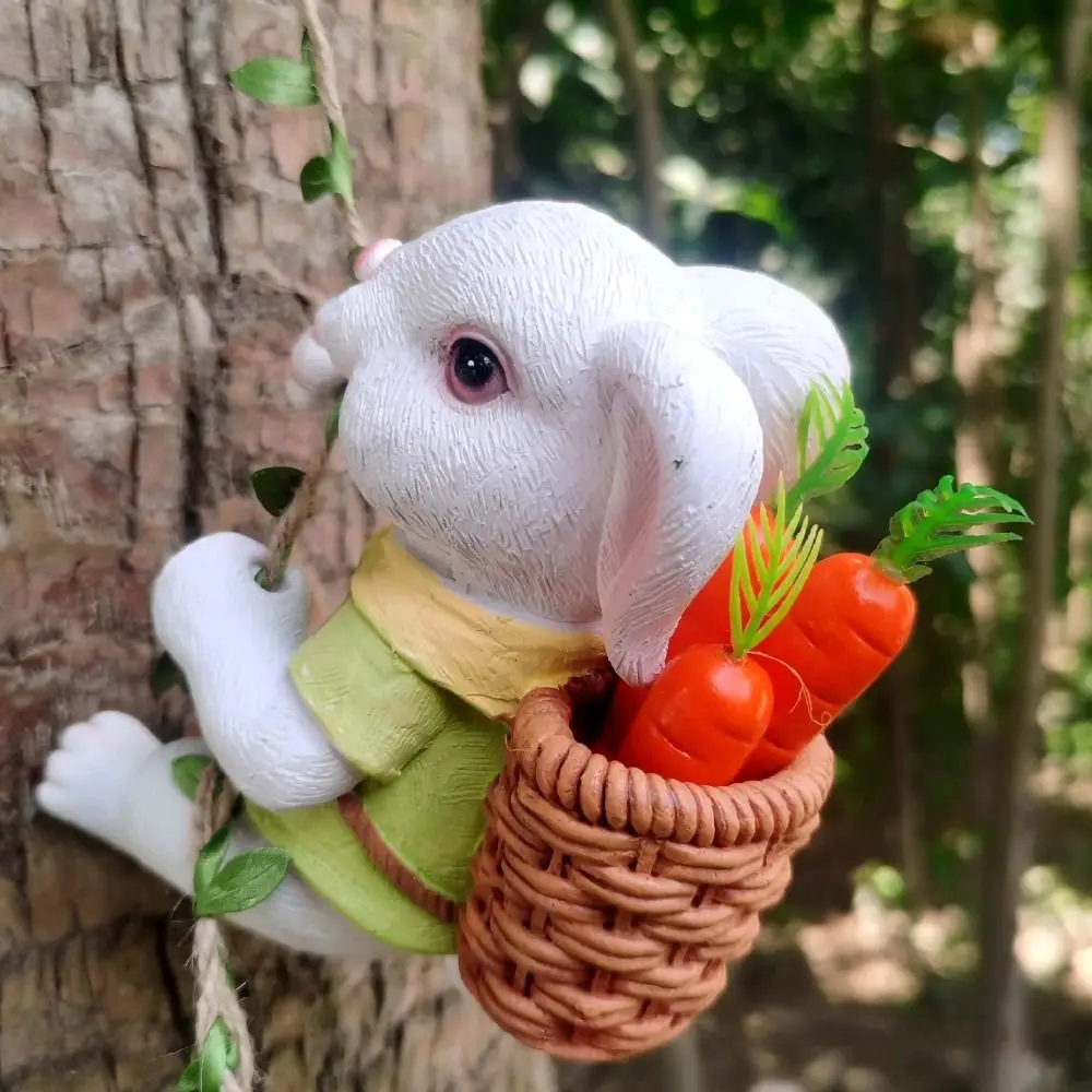 المشهد الصغير الراتنج شجرة أرنب صغير قلادة الكرتون الإبداعية الأرنب تمثال مقاوم للماء لطيف الحيوان النحت في الهواء الطلق