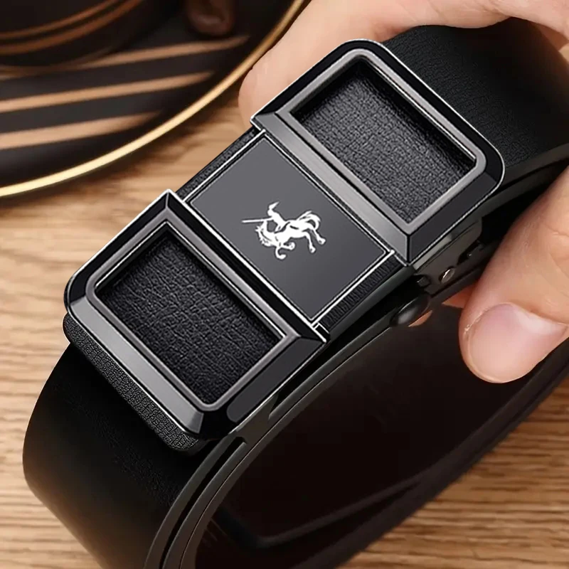 

Новый мужской ремень из искусственной кожи с автоматической пряжкой, модный мужской деловой повседневный ремень, модные аксессуары на талию, оптовая продажа