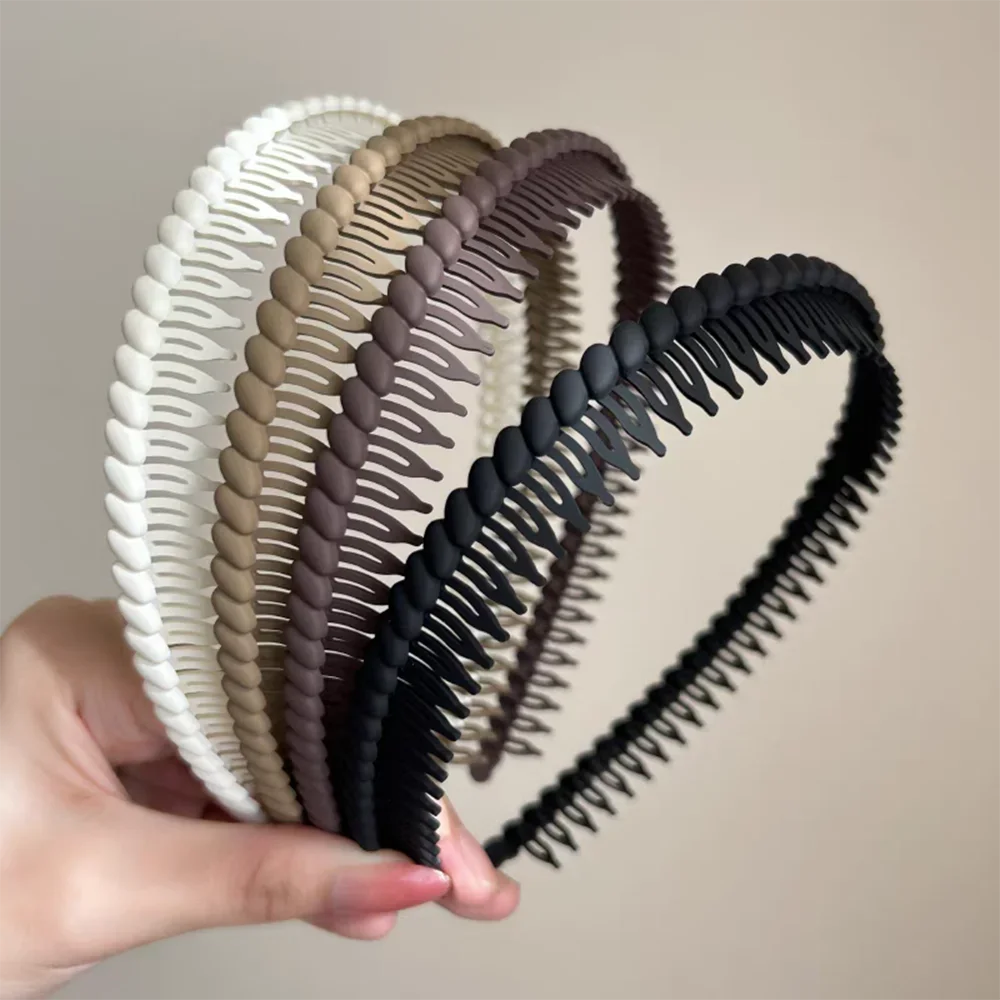

2-piece set of high-quality solid tooth simple style headbands, non-slip for sports and face washing, Korean hair accessories