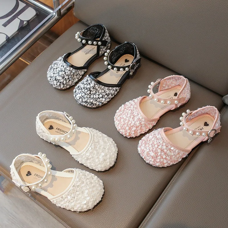 Girls' Princess Shoes 2024 Spring and Autumn New Western Fashion Little Girl Single Shoes Children's Crystal Performance Shoes