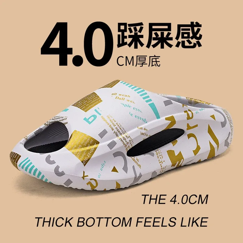 

2025 New Summer Men Slippers Fashion Non-slip Super Soft EVA Beach Couples Coconut Shoe Thick Bottom Outdoor Wear Sports Sandals