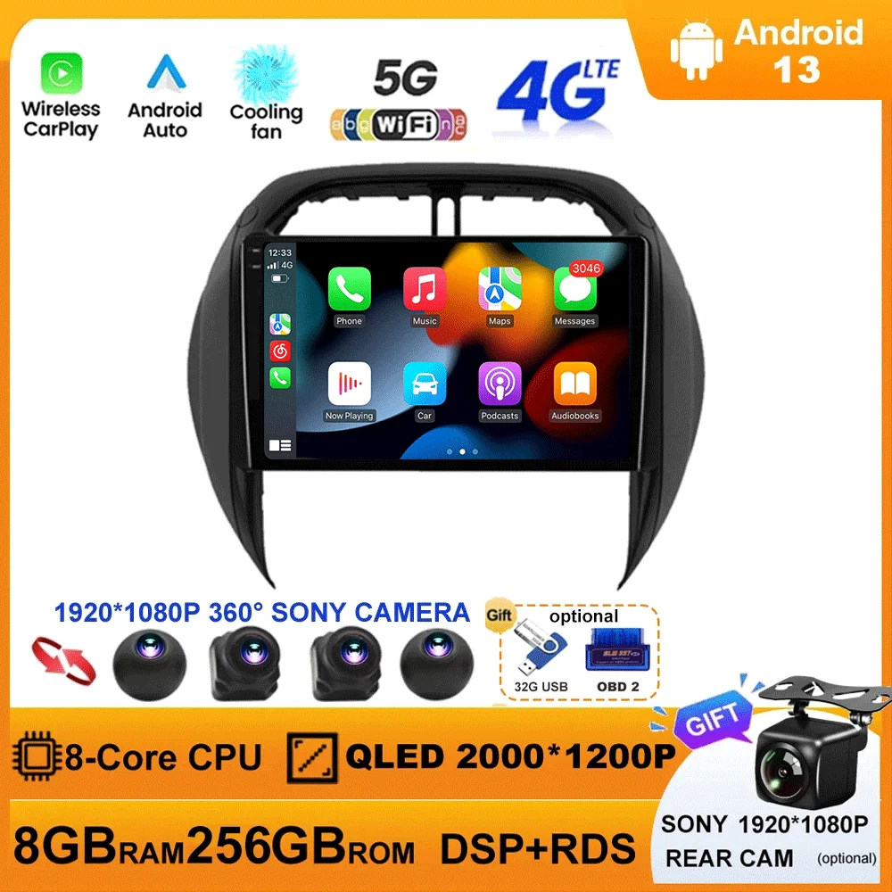 

For TOYOTA RAV4 2003 2004 2005 Car Radio Video Multimedia Player Android Auto Navigation GPS Autoradio Carplay Head Unit Audio