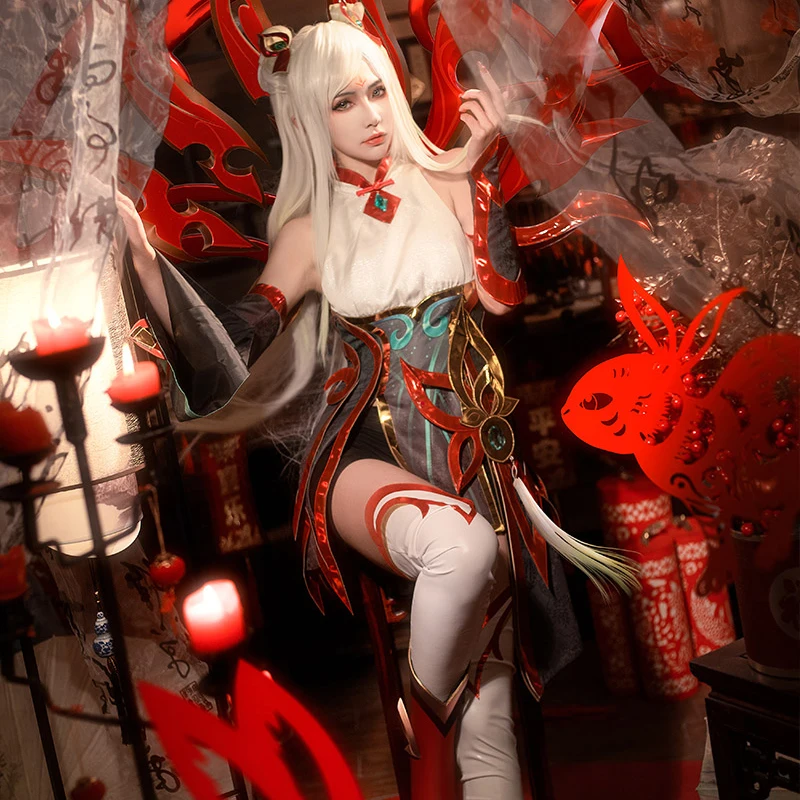 

Game LOL Mythmaker Irelia Cosplay Costume For Adult Women Sexy Uniform Outfit Red Combat Dress Halloween Carnival Party Clothes