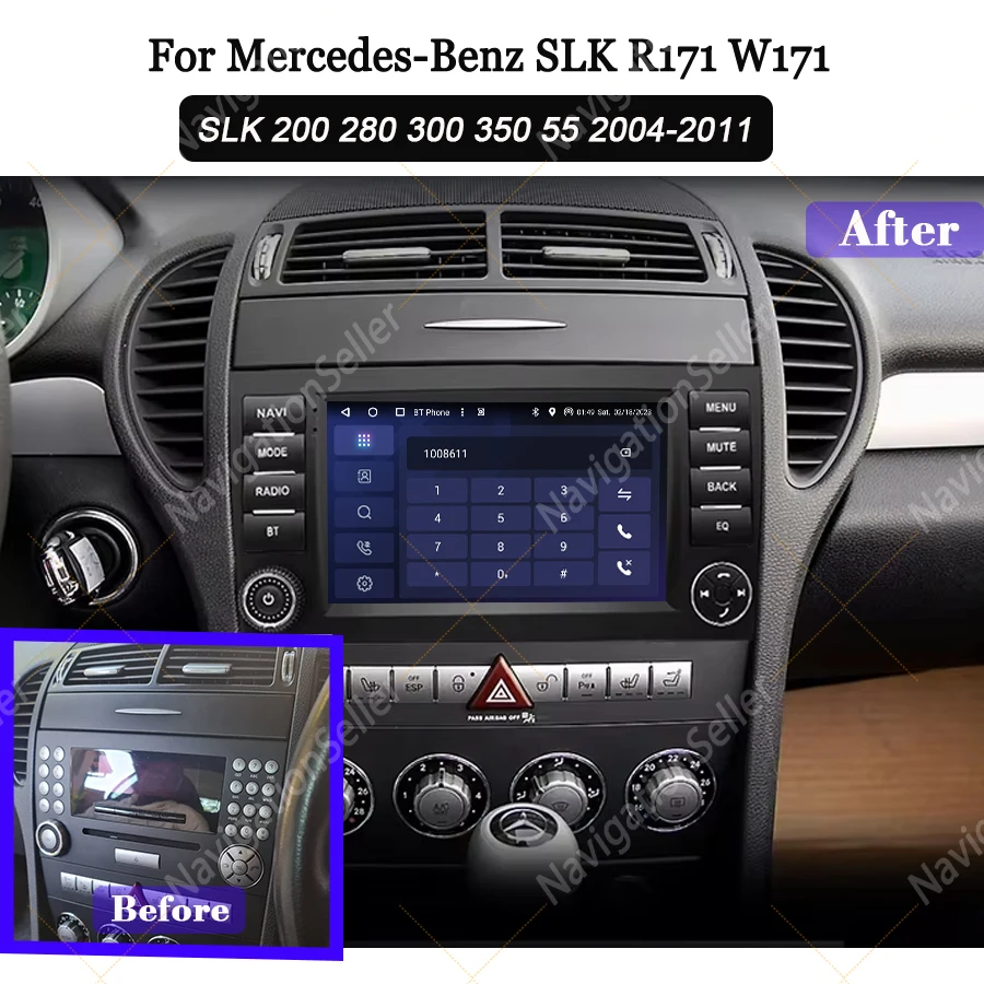 

Car Stereo Radio For Mercedes Slk R171 SLK200 SLK350 SLK300 SLK280 Carplay Android Auto Head Unit Upgrade Multimedia Navigation