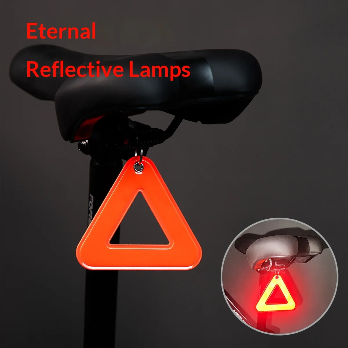 Bicycle Saddle Reflective Triangle Sign Double Sided Night Riding Safety Warning Plate PVC Reflector with Elastic Rope