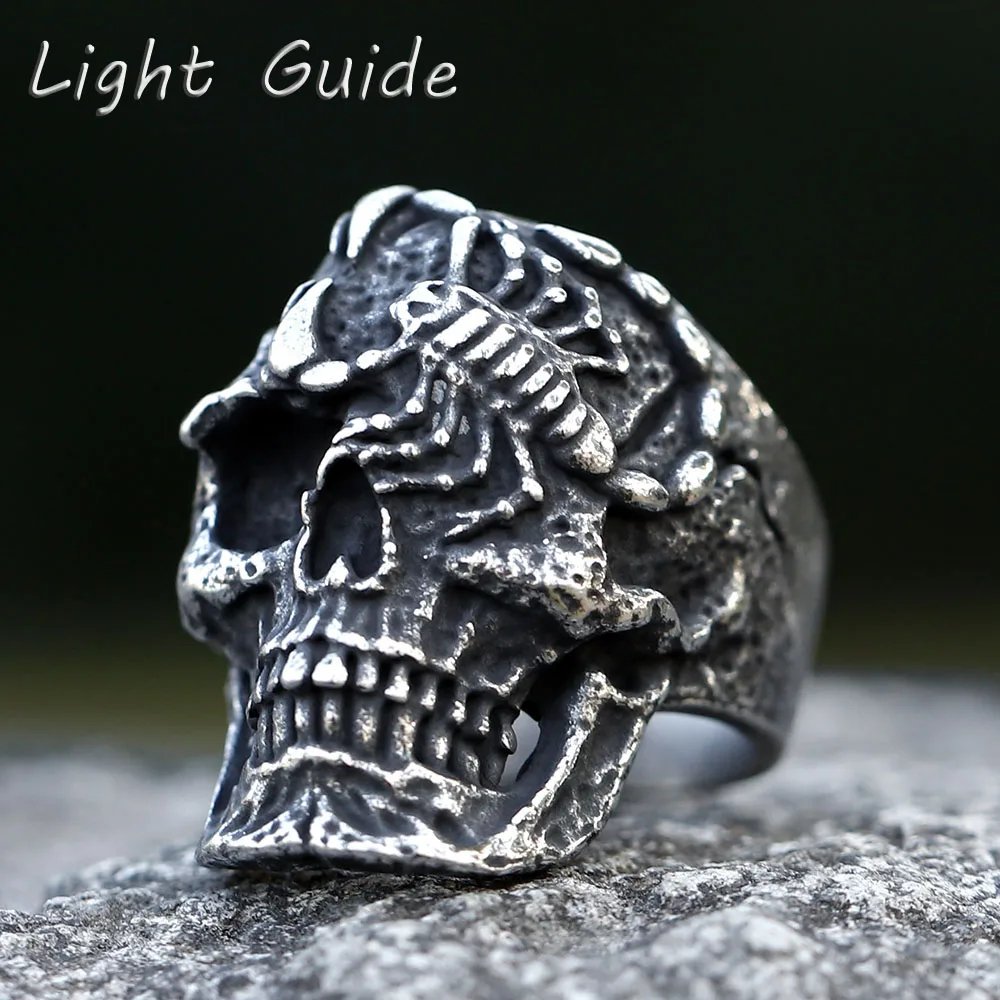 

2022 NEW Men's 316L stainless-steel rings Gothic Vintage spider skull Ring For Men Heavy Punk Demon Jewelry Gifts Dropshipping