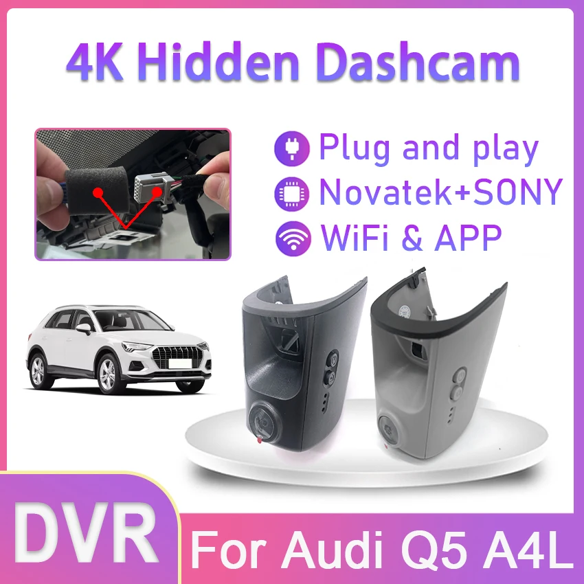 

For Audi Q5 A4 A4L 2018 2019 2020 2021 2022 2023 Front and Rear 4K Dash Cam Car Camera Recorder Dashcam WIFI Car Dvr UHD 2160P