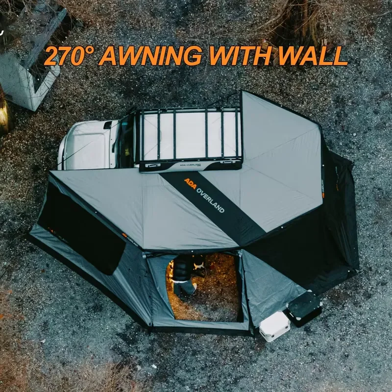【2026 New Arrival】 ADA Overland 4x4 Awning 270 Degree Camping Suv Car Side Roof Awning Hard Shell Tent 270 Awning with Walls
