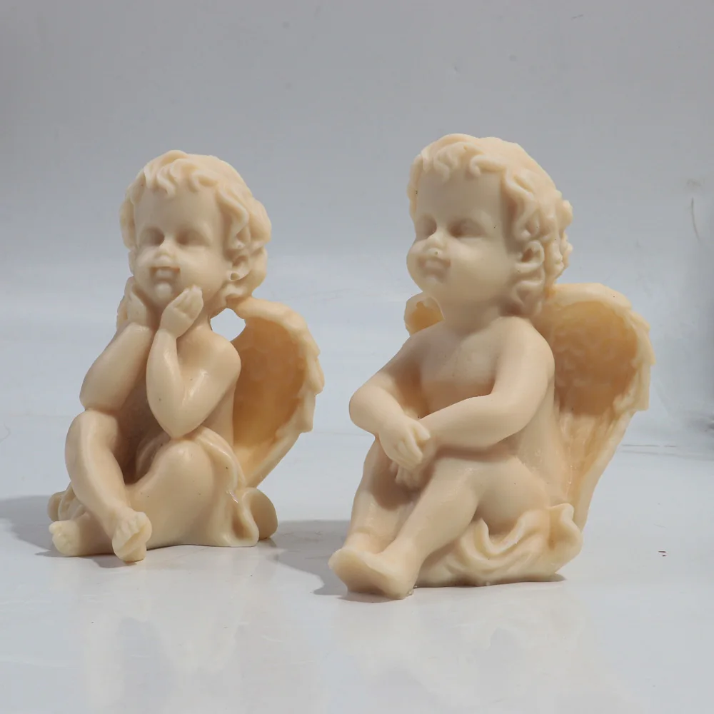 3D Large Angel Candle Mold Wing Angel Resin Cute Baby Molds DIY Sculpture Making Decor Gypsum for Aromatherapy Soap Molud Kit