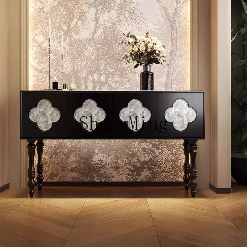 

FG retro solid wood porch cabinet entry foyer living room decorative cabinet storage solid wood cabinet