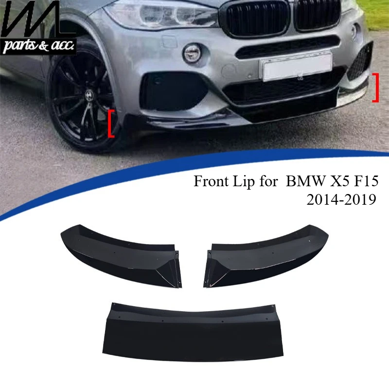 

3-х предметный передний разделитель для губ в стиле MP для BMW X5 F15 2014-2019 глянцевый черный бампер из АБС-пластика, спойлер, диффузор, автомобильные аксессуары, Стайлинг