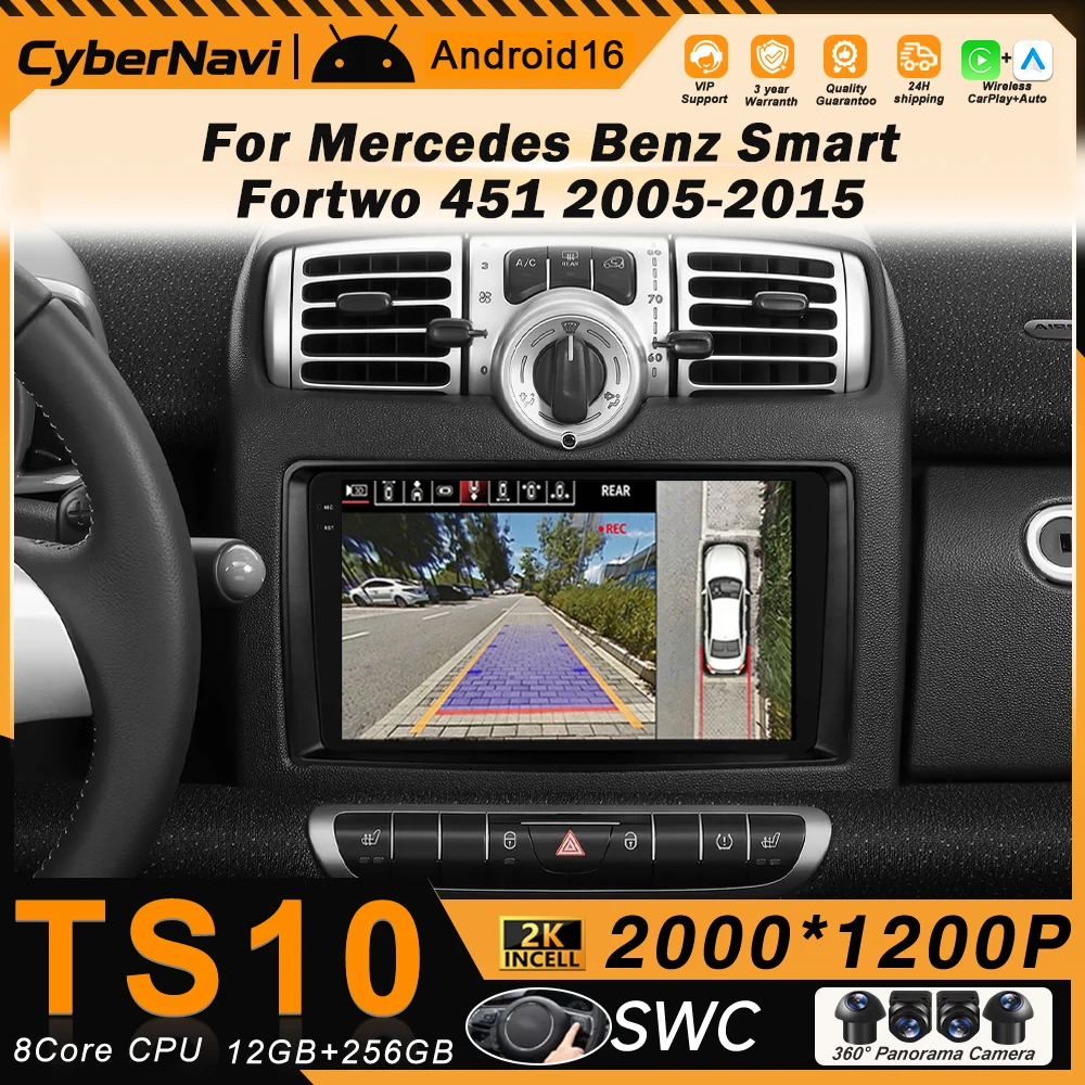 

Автомагнитола Android для Mercedes Benz Smart Fortwo 451 2005-2015 с CarPlay, мультимедийный проигрыватель, GPS, головное устройство, экран, стереосистема