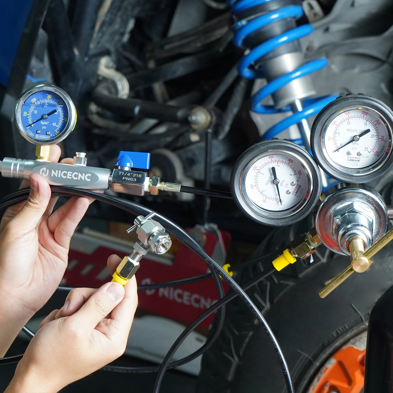 

CGA580 305-32 8v1 Клапан 600psi UTV Комплект регулятора заполнения азотом для Yamaha Raptor Polaris CanAm с амортизатором FOX SHOWA KYB