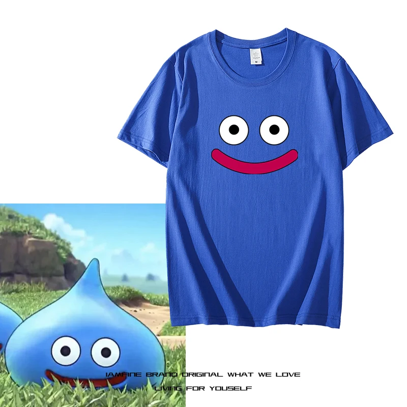 

Dragon Quest Slime Slime Avatar Expression Summer Cotton T Shirts Men Simple O Neck Stretch Solid New Tops Clothing Casual