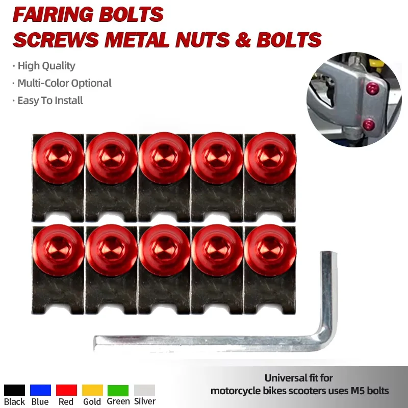 For KAWASAKI Z900 Z750 Z1000 Z650 Z800 Z400 Z1000SX 5mm Motorcycle Fairing Bolts Spire Speed Fastener Clips Screw Spring Nuts