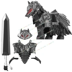 NEW Cartoon Movie Figures Accessories War Horse Building Blocks Knight Heavy Armor Sword Weapons Toys for children gifts