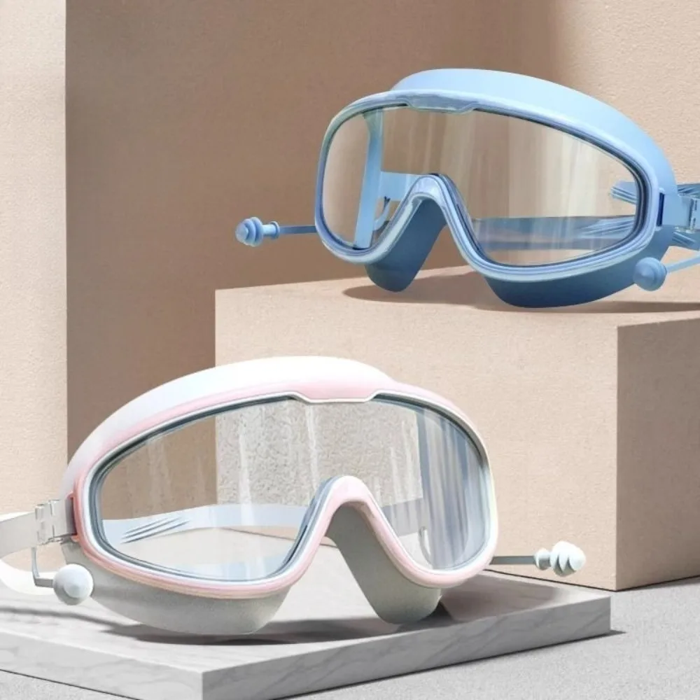 Swimming goggles anti-fog high definition men and women universal large frame swimming glasses rafting goggles swimming belt earplugs diving glasses