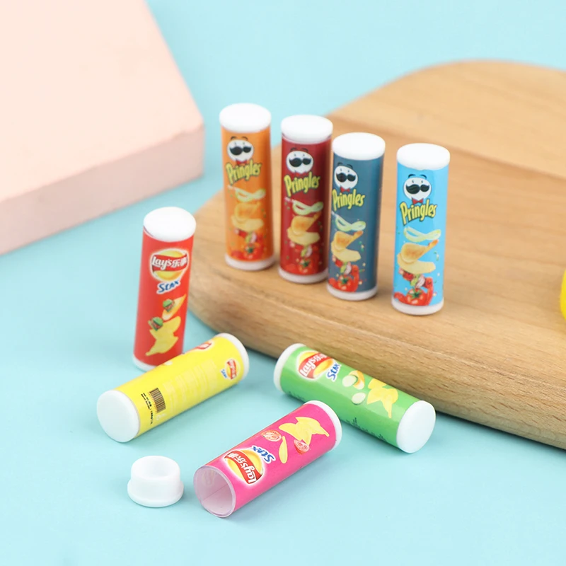 4 قطعة/المجموعة 1:12 دمية مصغرة محاكاة رقائق البطاطس زجاجة المطبخ لعبة الغذاء