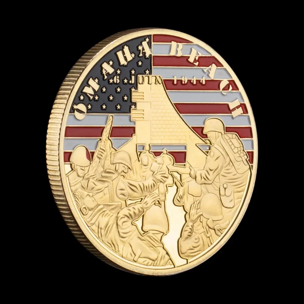 The World War II The Normandy Invasion Omaha Beach Souvenir Coin Operation Overlord Golden Plated Collectibles Coin