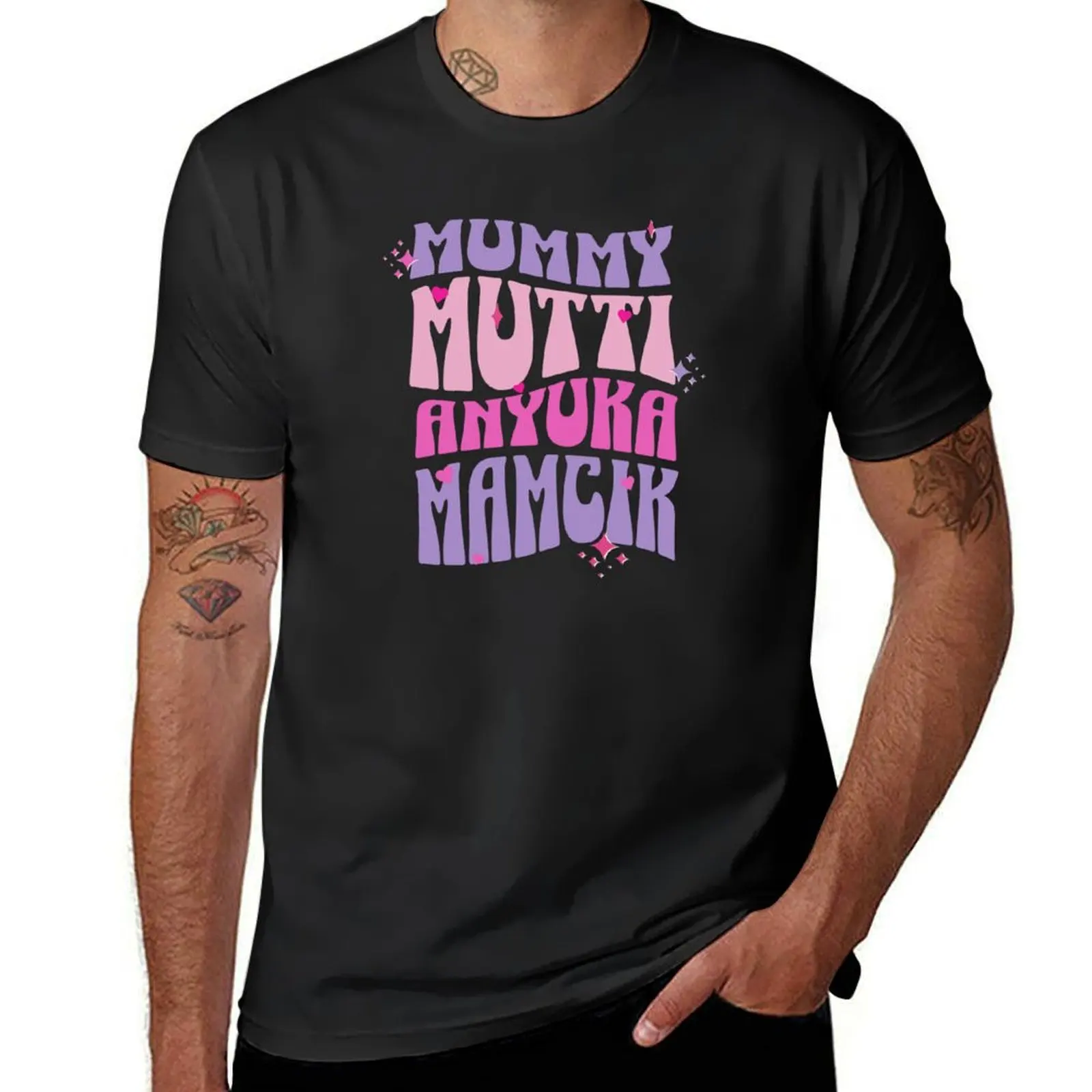 Mother's Day Mummy in Different Languages Groovy Style T-Shirt hippie clothes sweat heavyweights T-shirt men