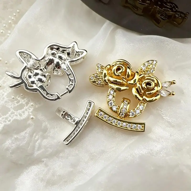 1 PCS Brass Multi-row Rose Pearl Bracelet Necklace End Connecting Buckle DIY Jewelry Making Supplies