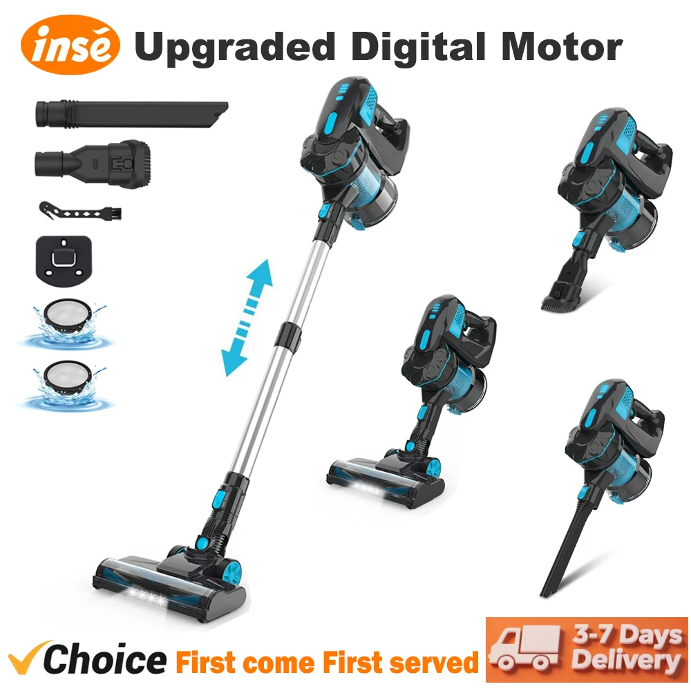 INSE Cordless Vacuum Cleaner 25KPa Powerful 6-in-1 Lightweight Handheld Stick Vacuum Flexible LED Headlights for Hardwood Carpet Pet Hair V770