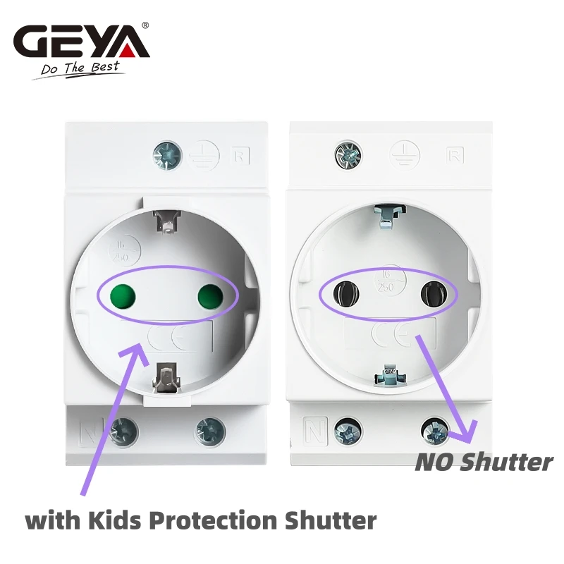 GEYA DIN-Schienen-Buchse, modularer AC-Steckdosenstecker, EU/FR/US/UK/IT-Standard, 16 A, 220 V AC-Stecker, grauer AC30-Adapter-Stecker – Detail 2