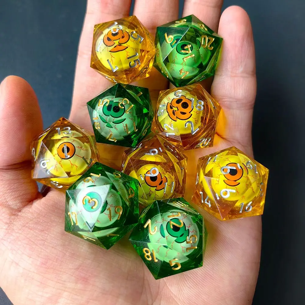 Polyhedral Crystal Liquid Dragon Eye Dice Longan Dice Resin Crafts Home Decor Ornaments Tarot Game Party