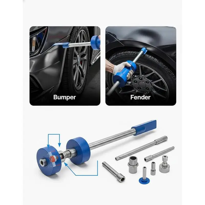 

Dent puller set 5.9 kg 14 in 1 slide hammer dent removal set, dent removal tool for car damage repair, repair frame with carrying case, extension rod, non-slip grip