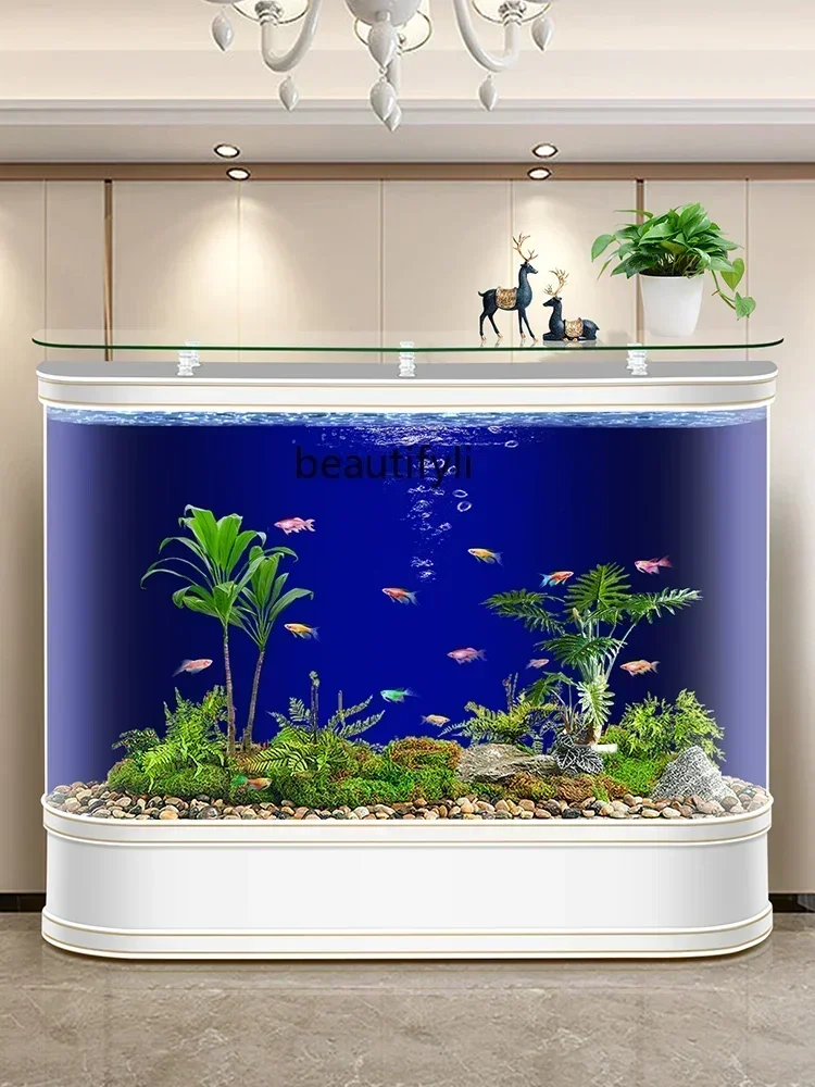 Hot Bending Integrated Fish Tank Living Room Light Luxury High-End Large Fish Globe Ecological Change Water