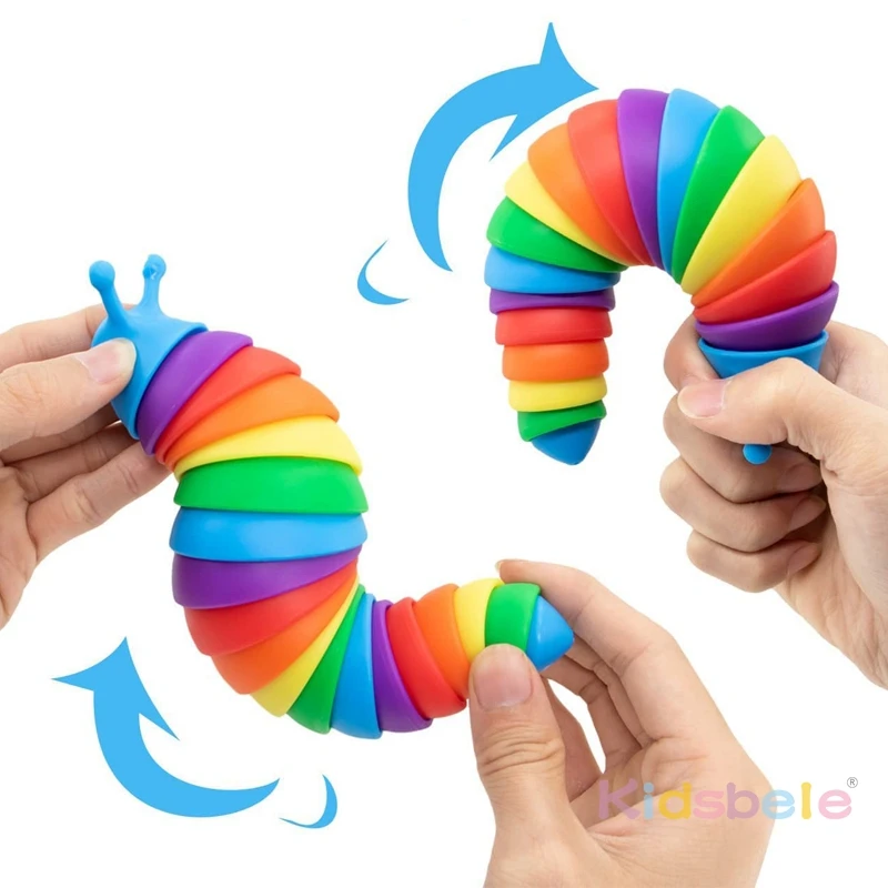أطفال ملون الحسية سبيكة تململ لعبة أطراف الأصابع الغزل الضغط لعبة هدايا حفلة عيد ميلاد سبيكة كاتربيلر لعبة الضغط #2