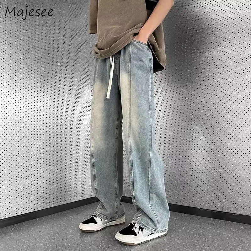 

Baggy Jeans Men All-match Teens High Street Fashion Casual Couples BF Vibe Wide Leg Trousers Streetwear Y2k Harajuku Hombre Ins