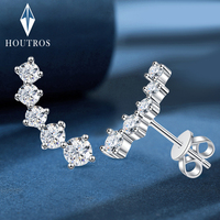 Real D Color Moissanite Diamond Earrings GRA Certified 925 Sterling Silver Sparkling Smile Stud Earrings for Women Jewelry Gift